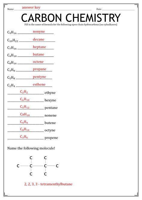 introduction to organic chemistry worksheet answers